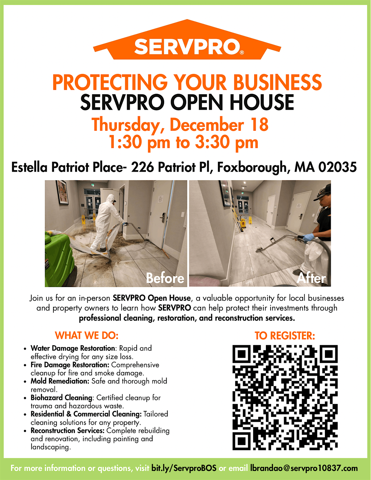 Protecting Your Business: SERVPRO Open House, 18 December | Event in Foxborough | AllEvents