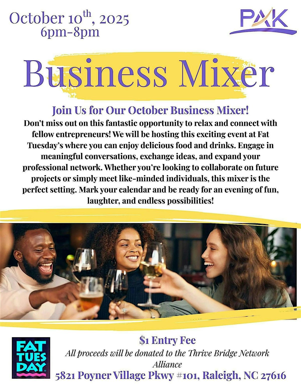 The PAK Link-Up: Business Networking Night @ Fat Tuesday's Raleigh, 10 October | Event in Raleigh | AllEvents