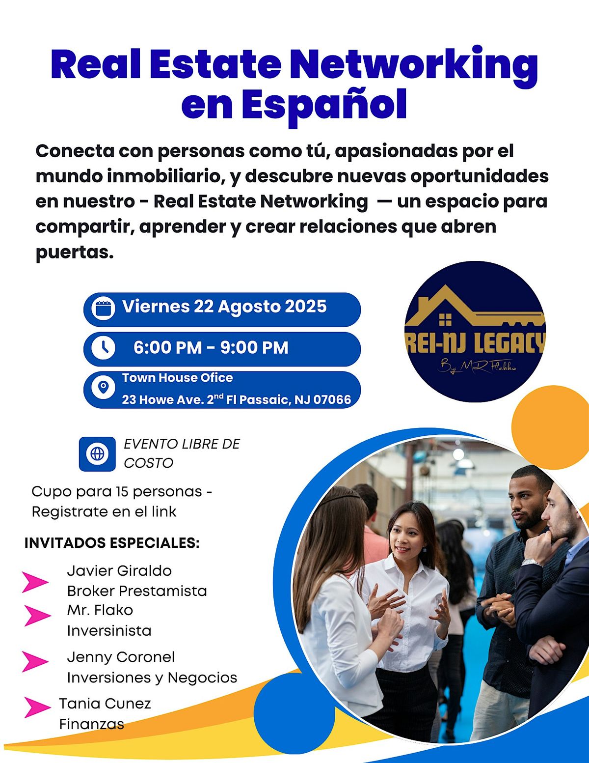 REAL ESTATE NETWORKING EN ESPAÑOL, 22 August | Event in Passaic | AllEvents