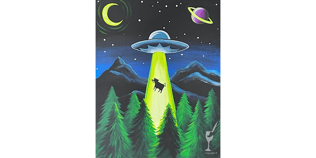 UFO Cow Alien Abduction - Paint and Sip in San Antonio | Classpop!™, 14 September | Event in San Antonio
