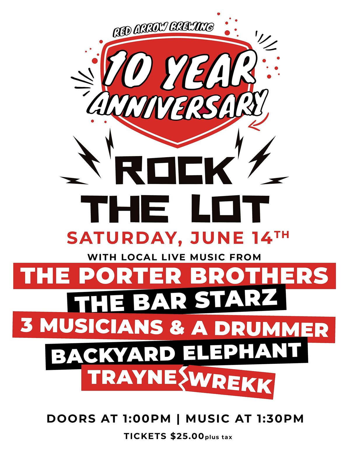 Rock The Lot! Red Arrow Brewing's 10 Year Anniversary, 14 June | Event in Duncan | AllEvents