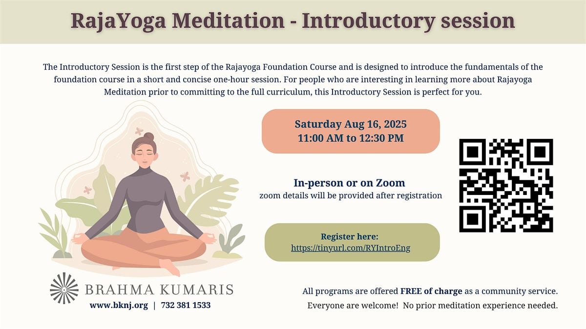 Rajayoga Meditation - Introductory Session, 16 August | Event in Piscataway | AllEvents