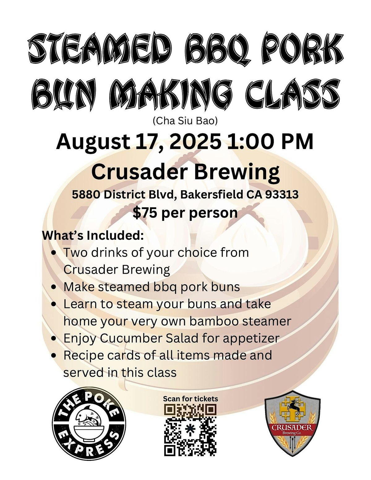 BBQ Pork Bun Making Class at Crusader Brewing, 17 August | Event in Bakersfield | AllEvents