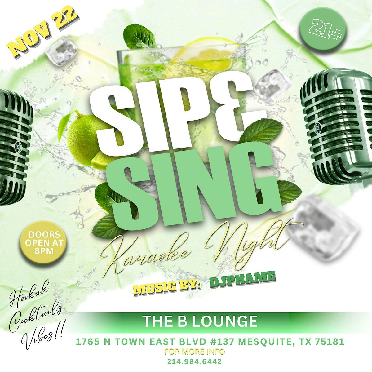 Sip & Sing: Karaoke Night at The B Lounge, 22 November | Event in Mesquite | AllEvents