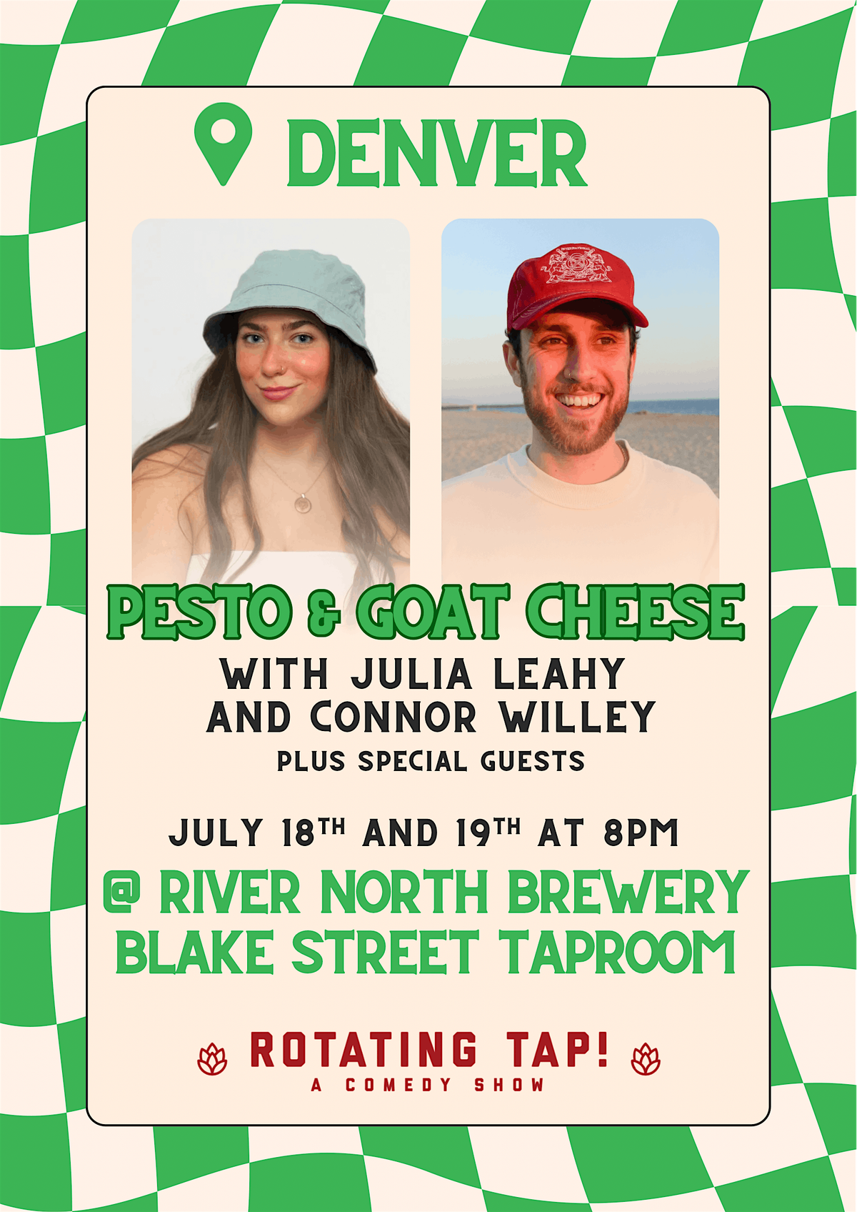 Pesto and Goat Cheese Comedy Tour Featuring Connor Willey and Julia Leahy, 18 July | Event in Denver | AllEvents