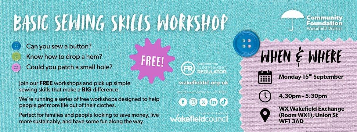 Mend, don't spend! FREE workshop teaching basic sewing skills, 11 October | Event in Wakefield | AllEvents
