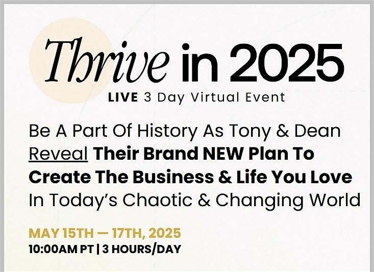 THRIVE IN 2025 LIVE 3 Day Event FREE Watch Party, 15 May | Event in Killeen | AllEvents