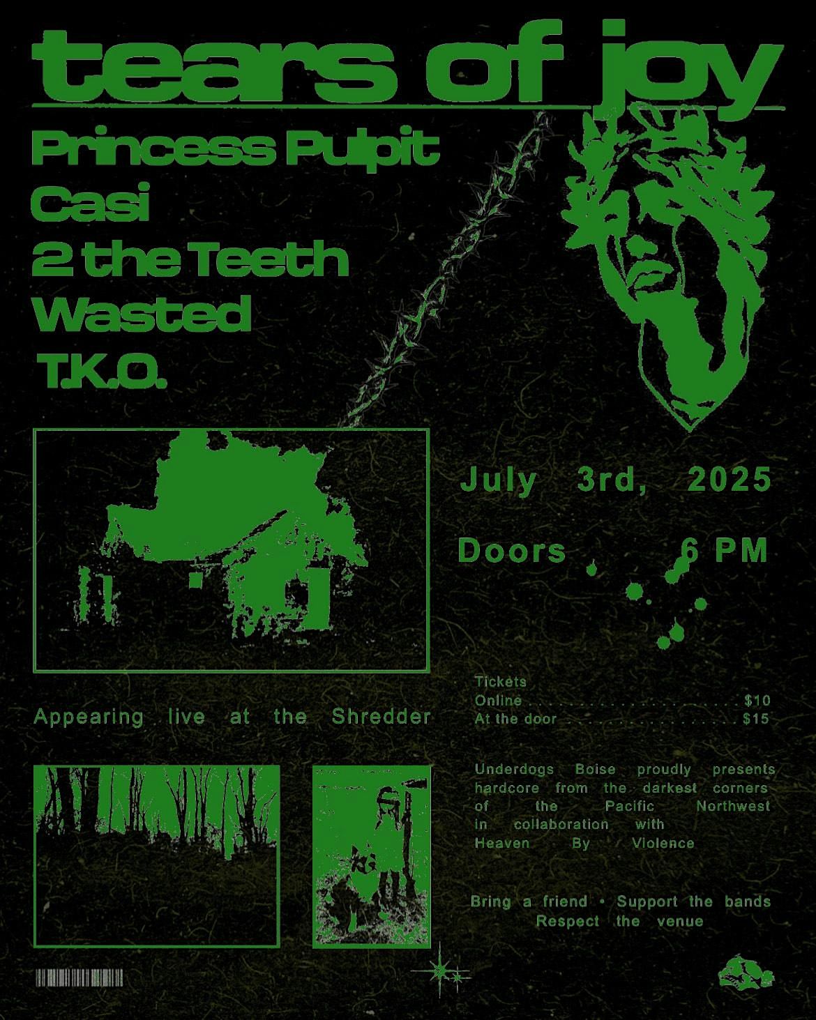 Tears of Joy, Princess Pulpit, Casi, 2 The Teeth, Wasted, T.K.O., 3 July | Event in Boise | AllEvents