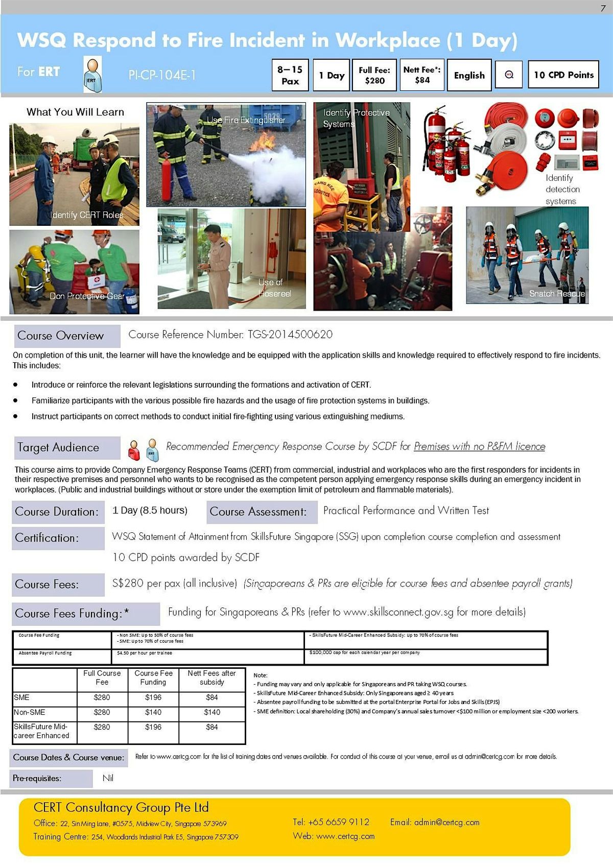 WSQ Respond to Fire Incident in Workplace (PI-CP-104E-1) Run 437, 10 December | Event in Toa Payoh | AllEvents