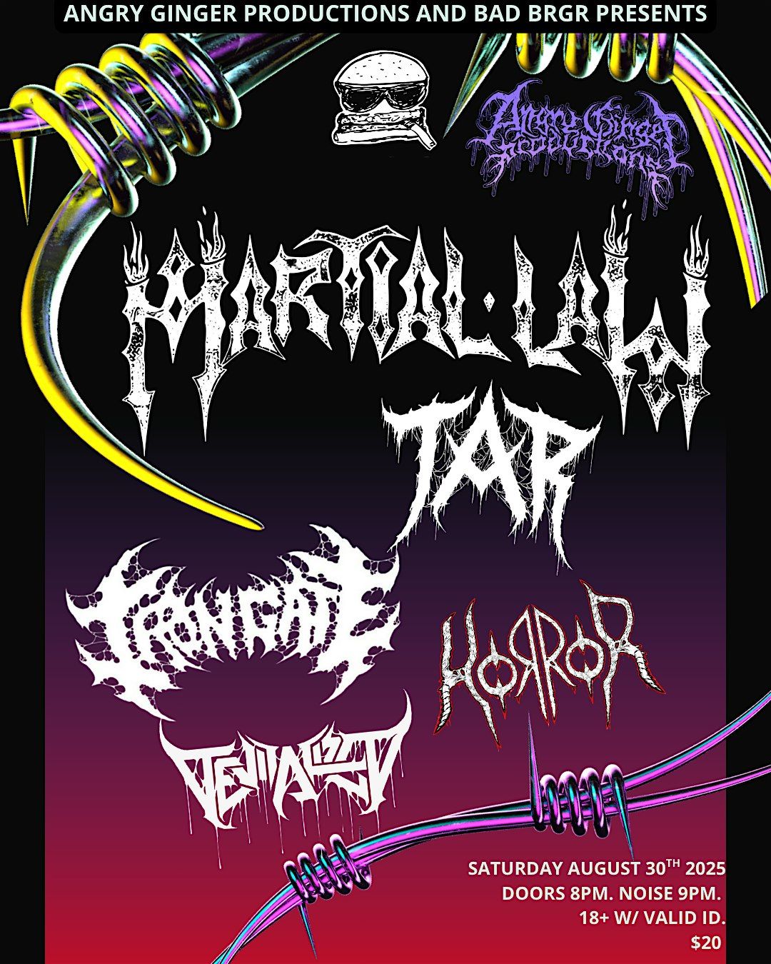 Martial Law, Tar, Iron Gate, Horror, Devitalized, 30 August | Event in Manchester | AllEvents