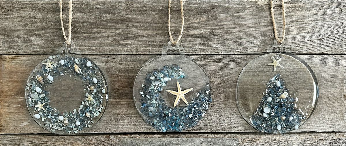 Set of 3 Crushed Glass Beach Shell Resin Christmas Ornaments Art Sip Class, 19 November | Event in Akron | AllEvents