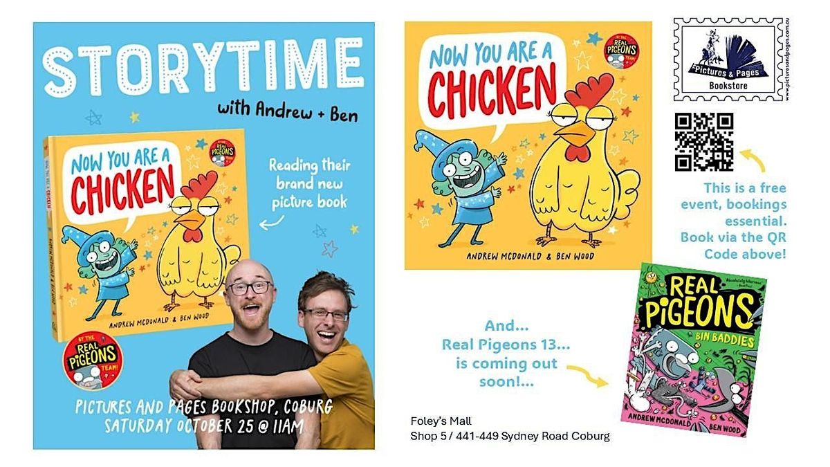 Storytime with Andrew and Ben from the creators of the Real Pigeons!, 25 October | Event in Coburg | AllEvents