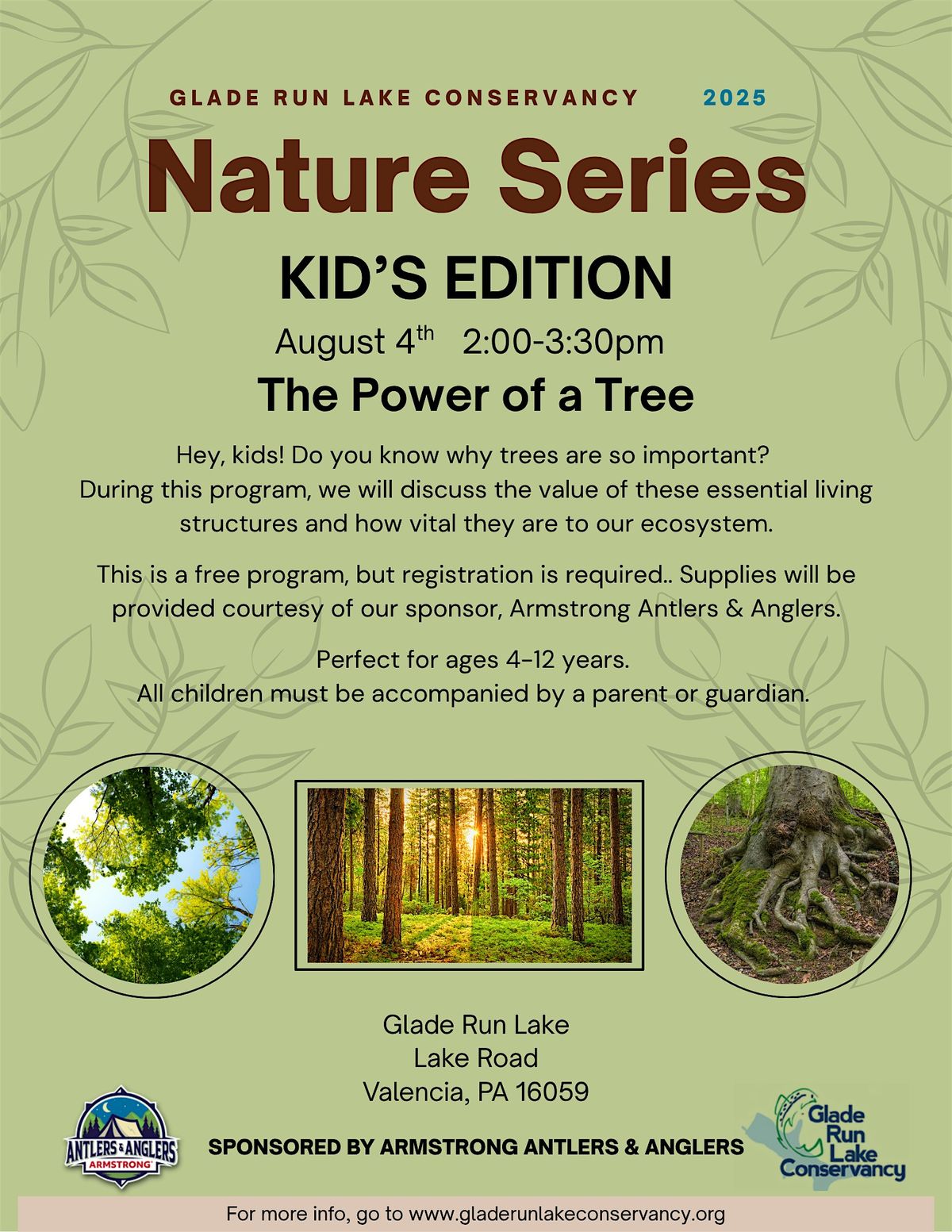 Glade Run Lake Conservancy's Nature Series KID'S EDITION: Power of a Tree, 4 August | Event in Valencia | AllEvents