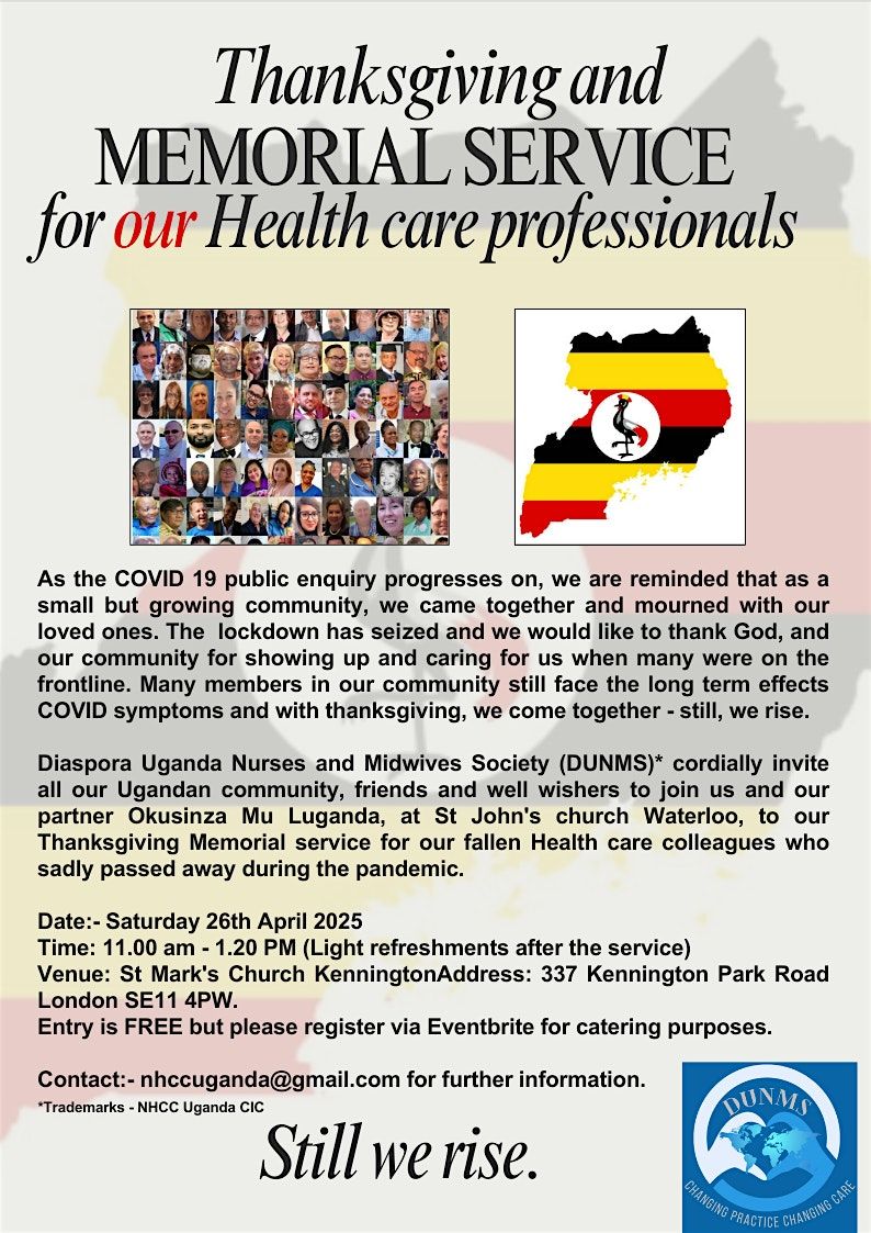 ANNUAL Thanksgiving and Memorial service, 25 April | Event in London | AllEvents