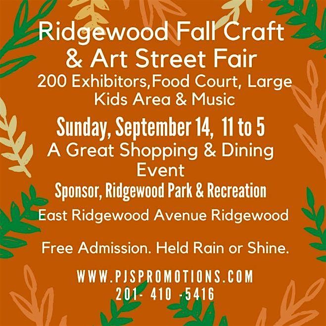 Ridgewood Fall Craft & Art Street Fair, Sunday, September 14, Ridgewood, NJ, 15 September | Event in Ridgewood 