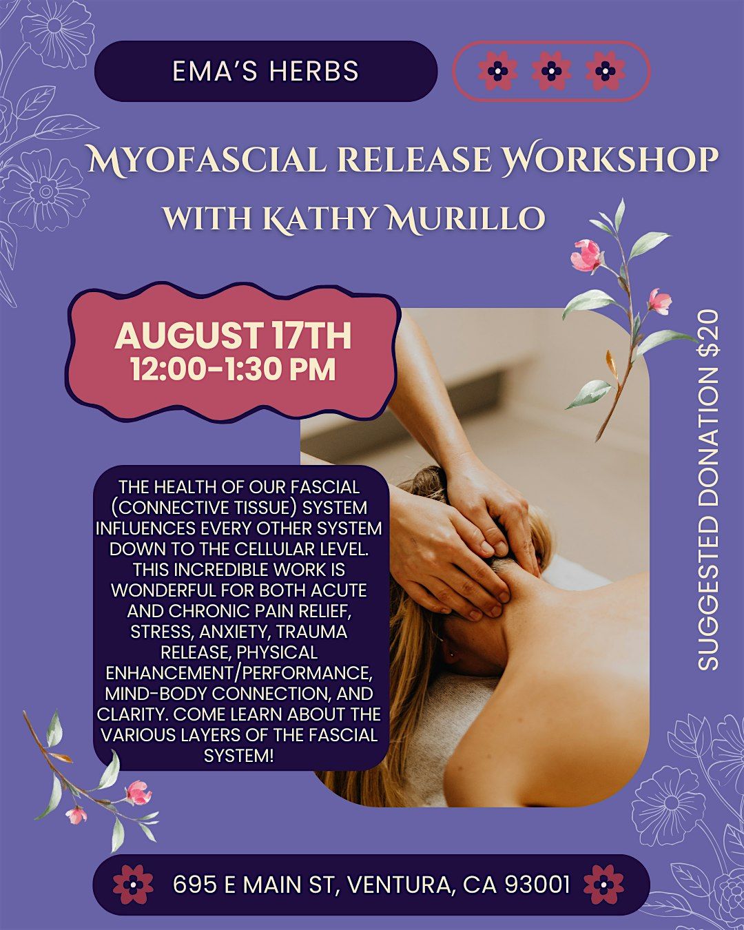 Myofascial Release Workshop with Kathy Murillo, 17 August | Event in Ventura | AllEvents