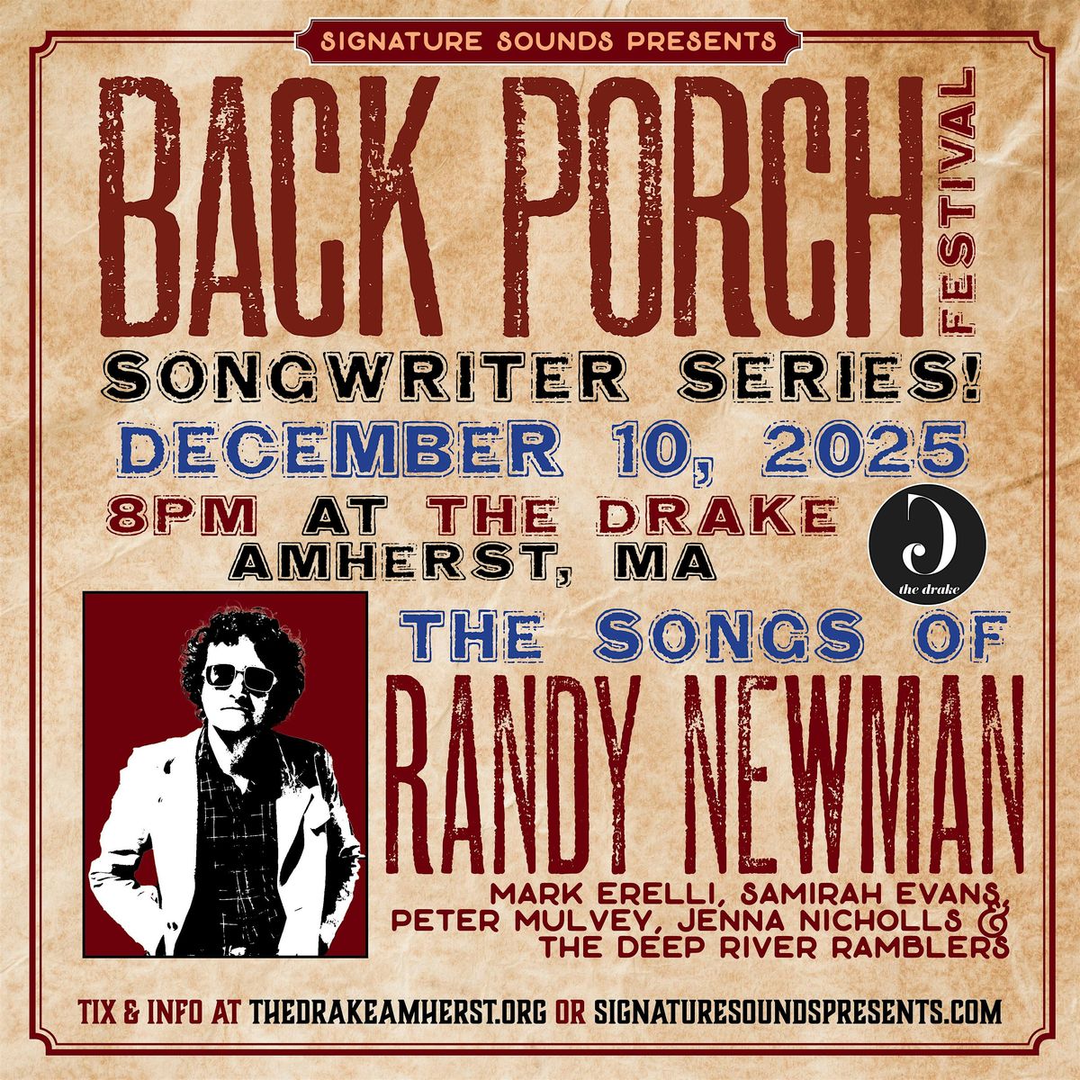 The Songs of Randy Newman - Back Porch Songwriter Series, 10 December | Event in Amherst | AllEvents