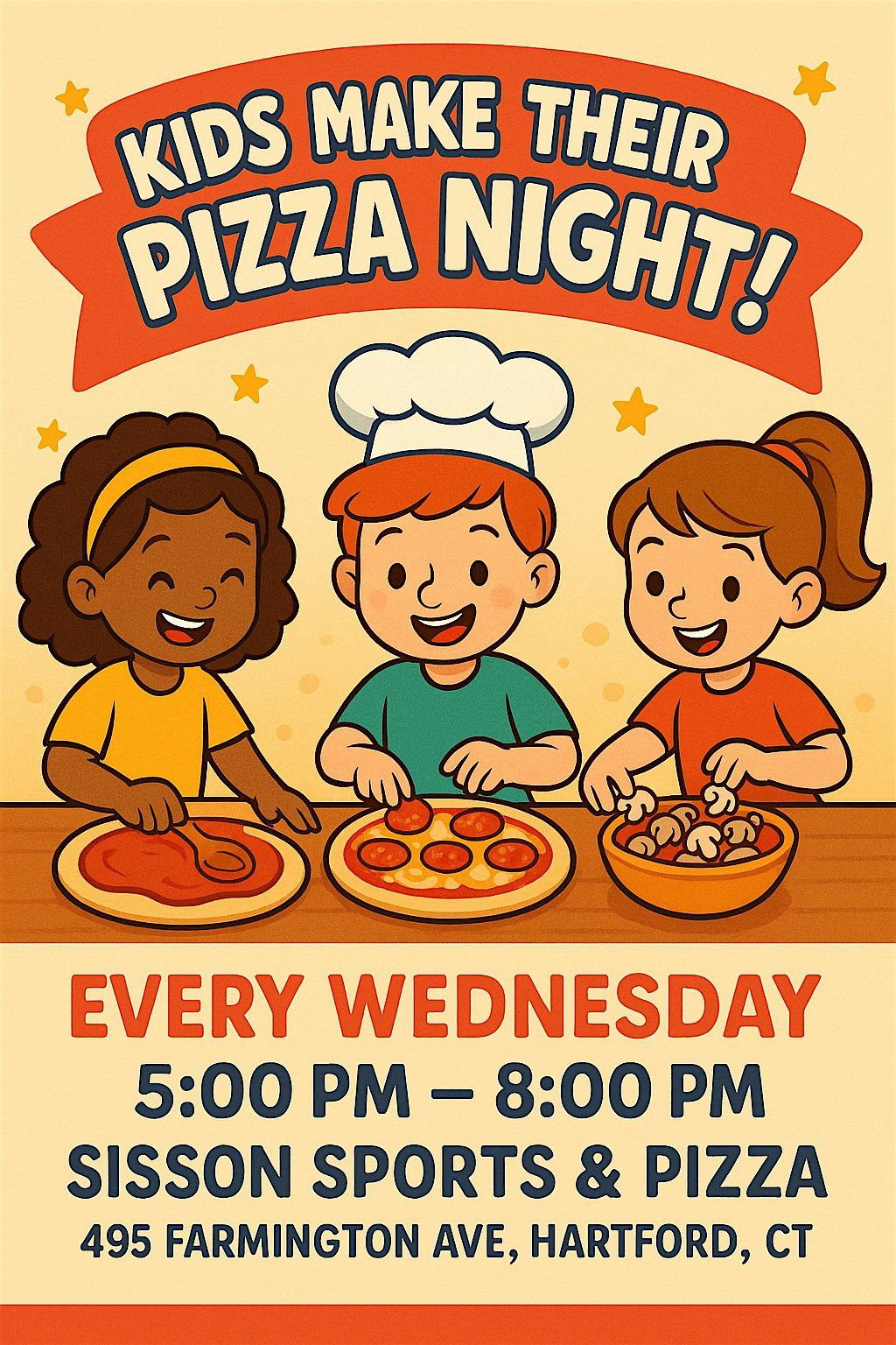 Petite Pizza Chef Night at Sisson Sports and Pizza | Event in Hartford | AllEvents