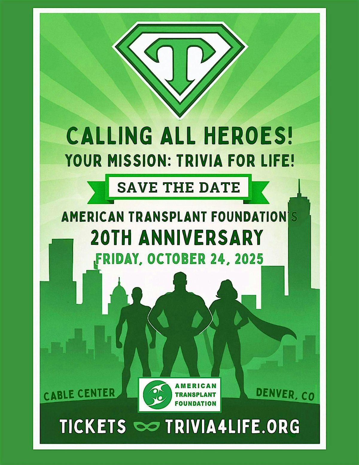 ATF'S 20TH ANNIVERSARY/TRIVIA FOR LIFE BASH, 24 October | Event in Denver | AllEvents