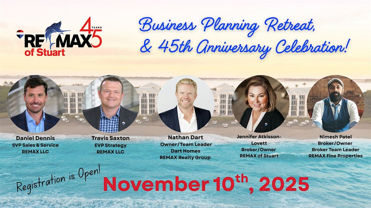 Future Focused...RE/MAX of Stuart's Business Planning Retreat for 2026, 10 November | Event in Jensen Beach