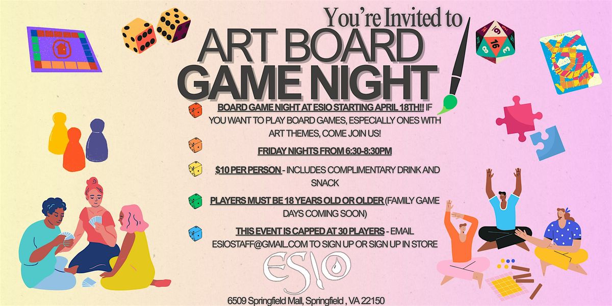 ART BOARD GAME NIGHT! | Event in Springfield | AllEvents