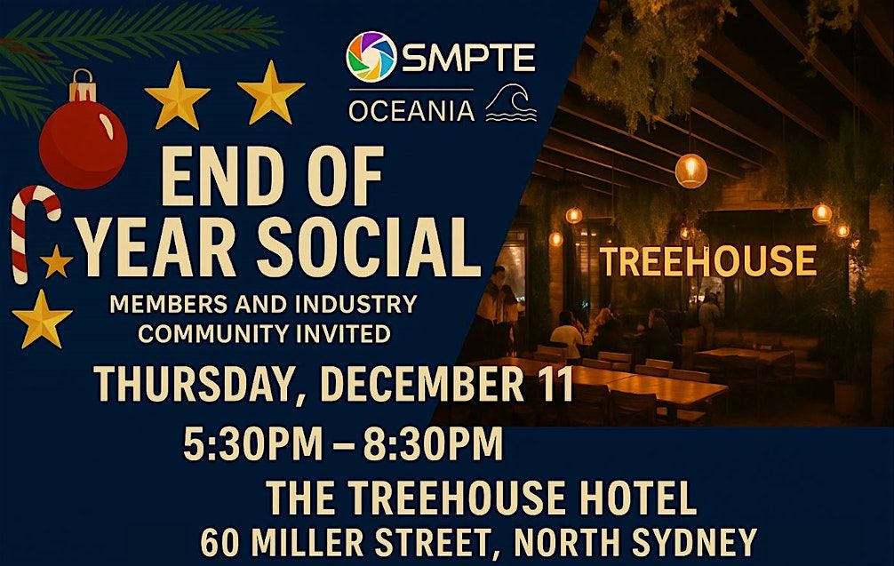 SMPTE Oceania End of Year Social, 11 December | Event in North Sydney | AllEvents