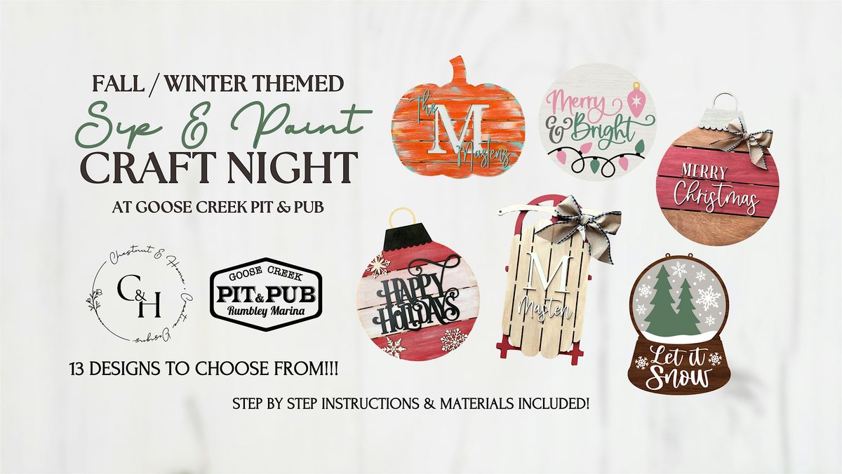 Paint & Sip - Craft night with Chestnut & Home, 20 November | Event in Westover | AllEvents