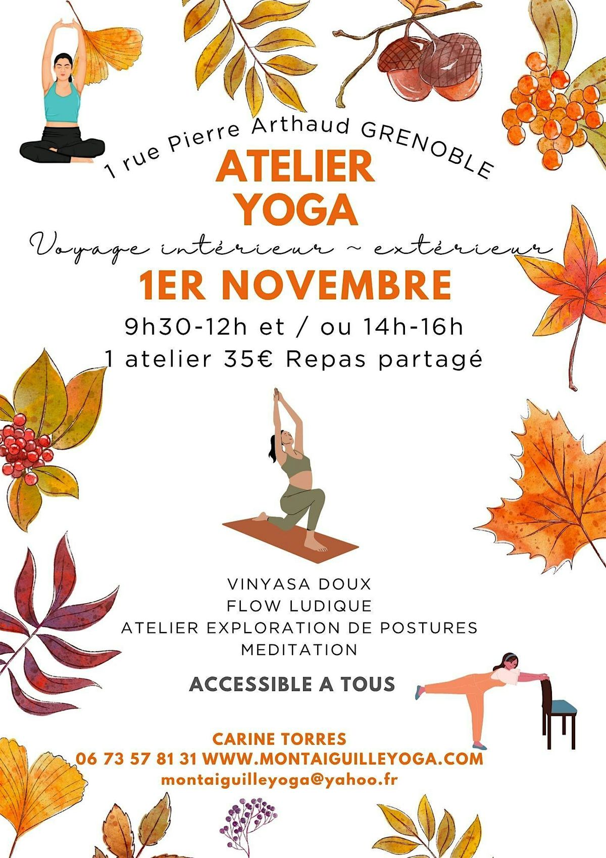 Atelier YOGA ˚ ༘♡ ⋆｡˚ MATIN et / APRES-MIDI   Notre Voyage  ˗ˏˋ ´ˎ˗, 1 November | AllEvents