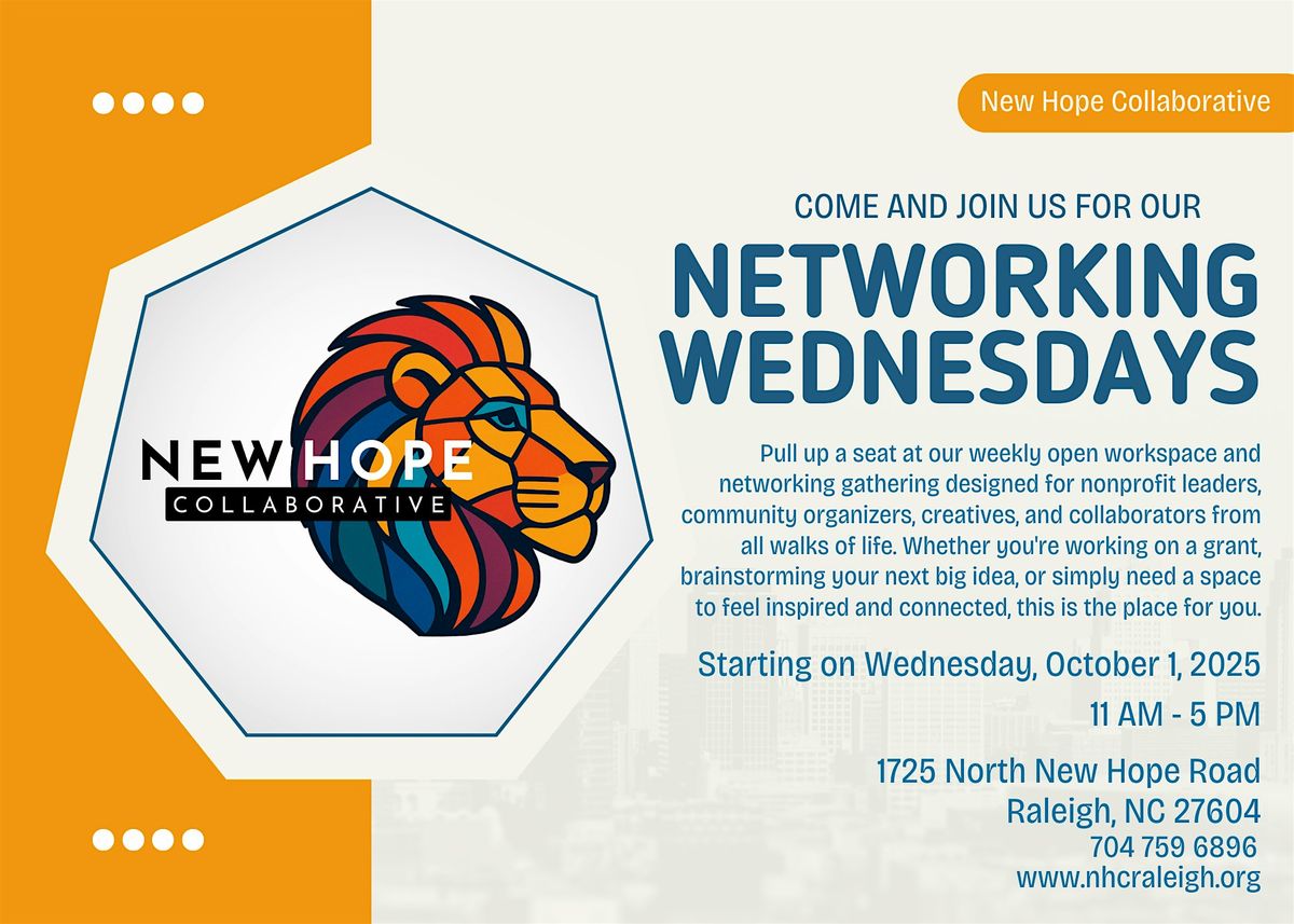 New Hope Collaborative Networking Wednesdays, 22 October | Event in Raleigh | AllEvents