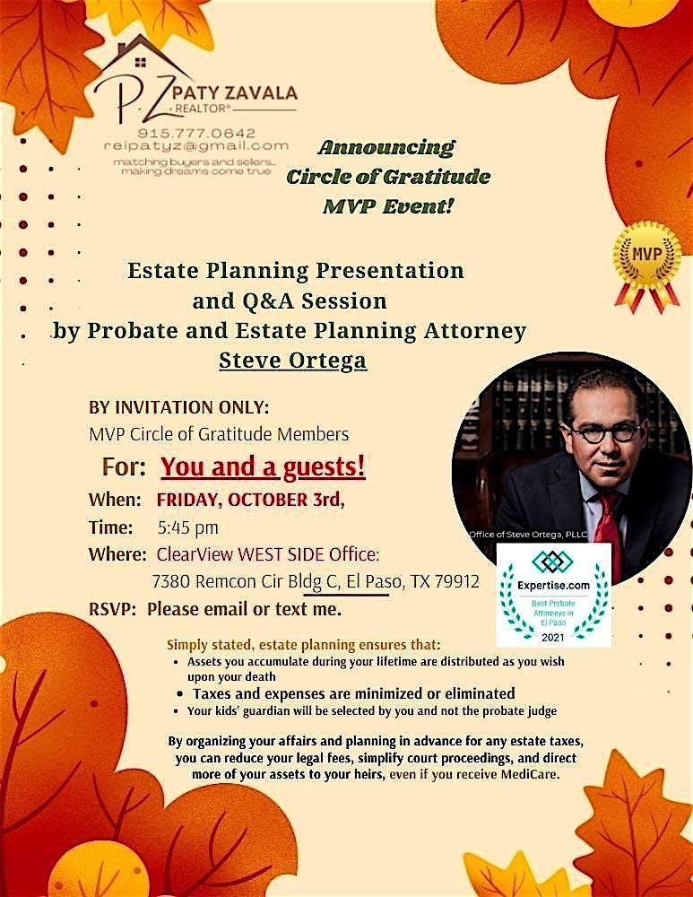 FREE EVENT, Reminder:  It’s Time to Plan Your Legacy The Easy Way!, 3 October | Event in El Paso | AllEvents