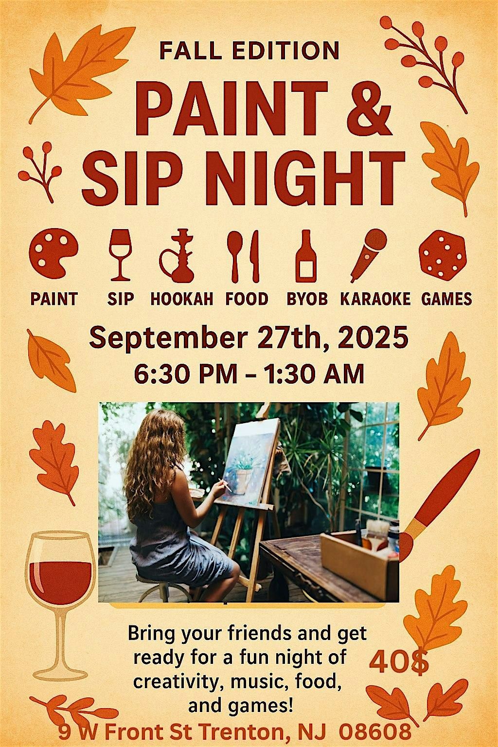 Paint, Sip, Hookah and Music, 27 September | Event in Trenton | AllEvents