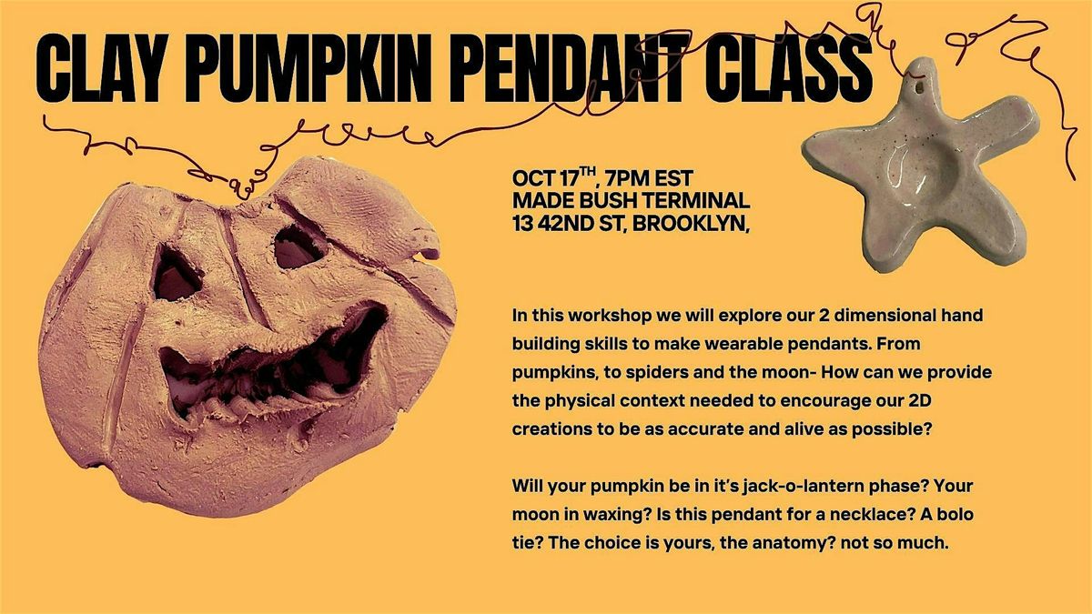 Clay Pumpkin Pendant Class, 17 October | Event in Brooklyn | AllEvents