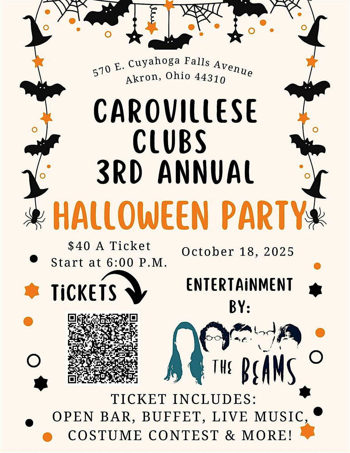 Carovillese Club Presents: 3rd Annual Halloween Party with The Beams, 18 October | Event in Akron | AllEvents