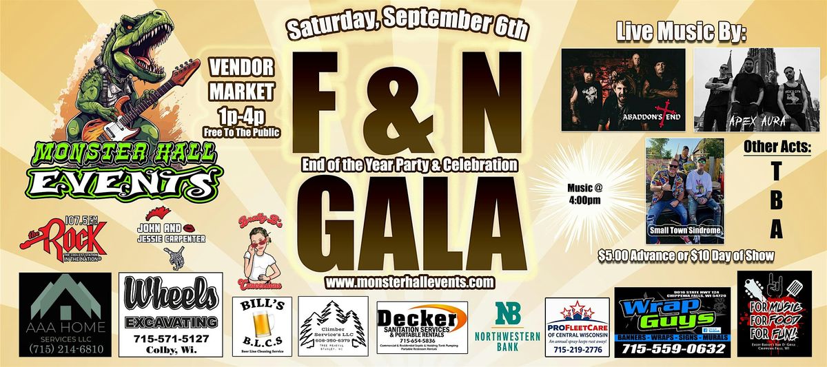 F & N GALA at Monster Hall Events!  End of the Season Celebration!, 6 September | Event in Unity | AllEvents