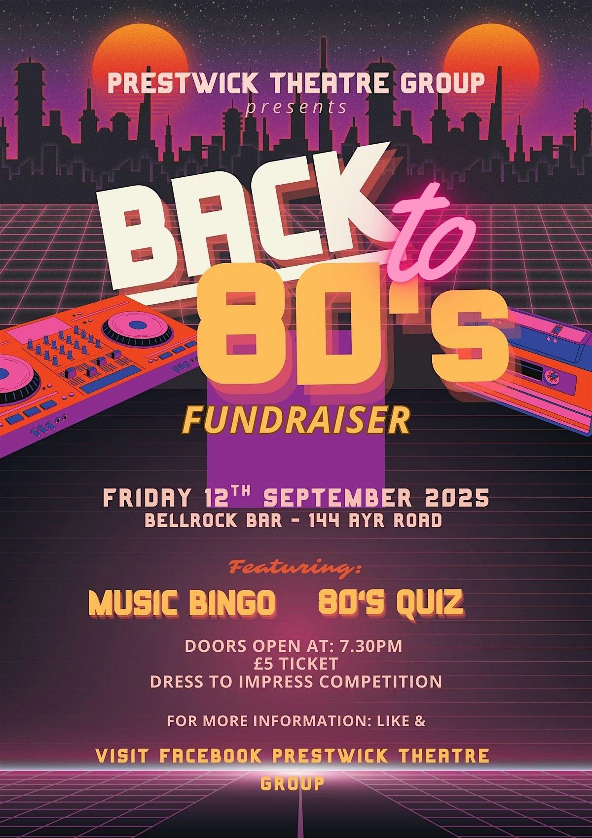 Prestwick Theatre Group presents: Back to 80's Fundraiser!, 12 September | Event in Prestwick | AllEvents