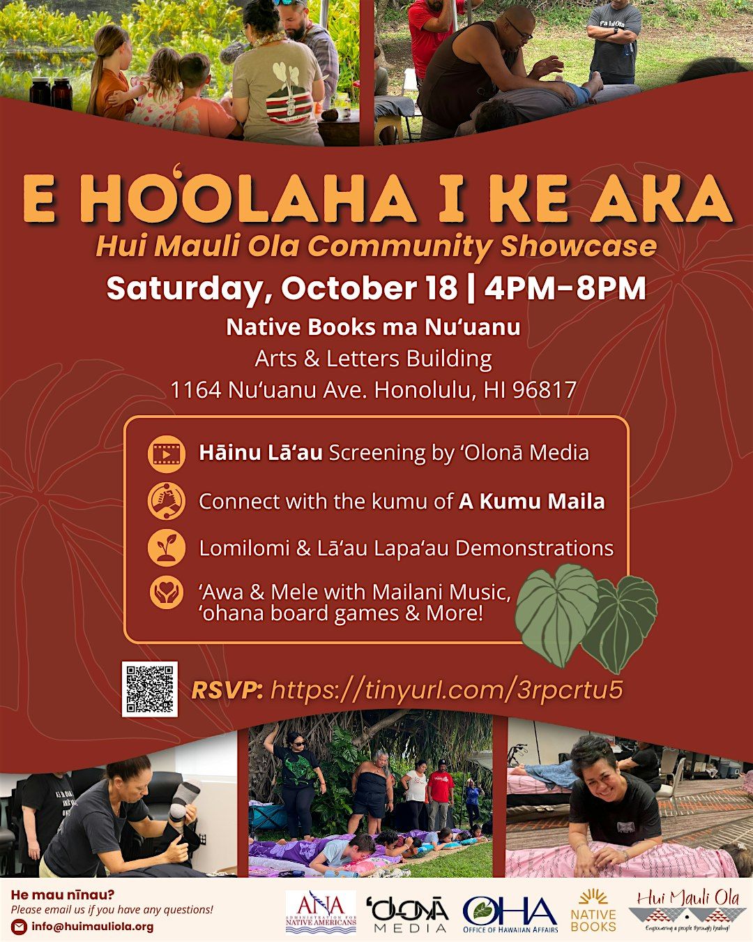 E Hoʻolaha I Ke Aka - Hui Mauli Ola Community Showcase, 18 October | Event in Honolulu | AllEvents