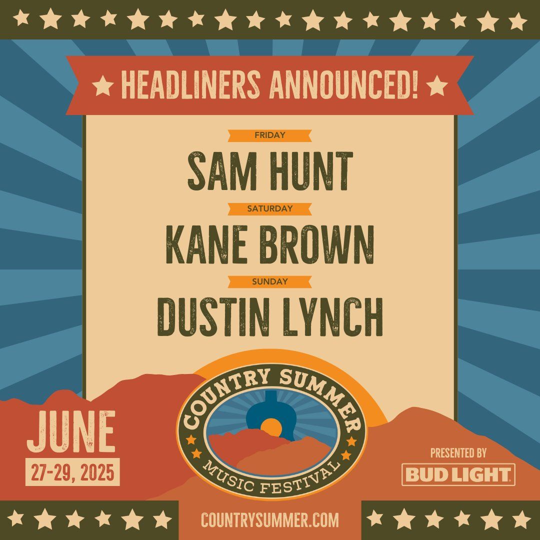 Country Summer Music Festival - (3-Day Pass) with Sam Hunt, Kane Brown, Dustin Lynch, and more!, 27 June | AllEvents