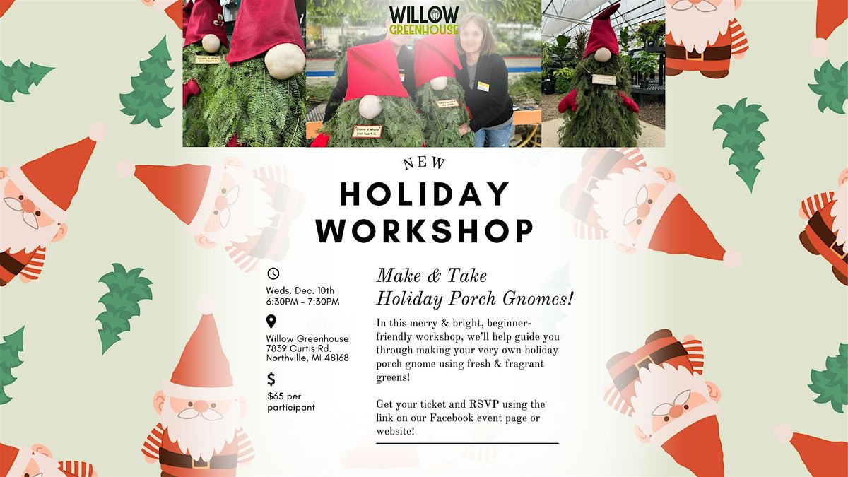 12/10 Holiday Porch Gnome Make & Take Workshop, 10 December | Event in Northville | AllEvents