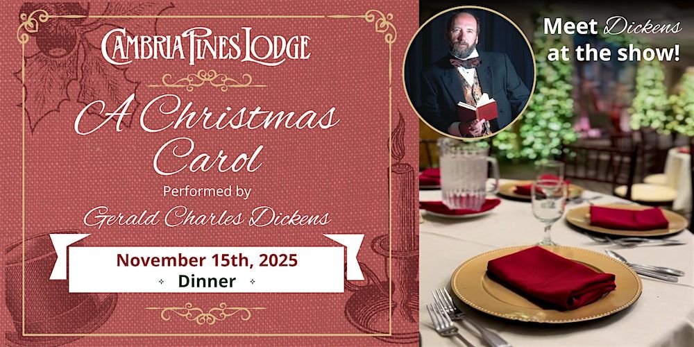 Gerald Charles Dickens presents "A Christmas Carol" Dinner Show, Nov. 15th, 15 November | AllEvents