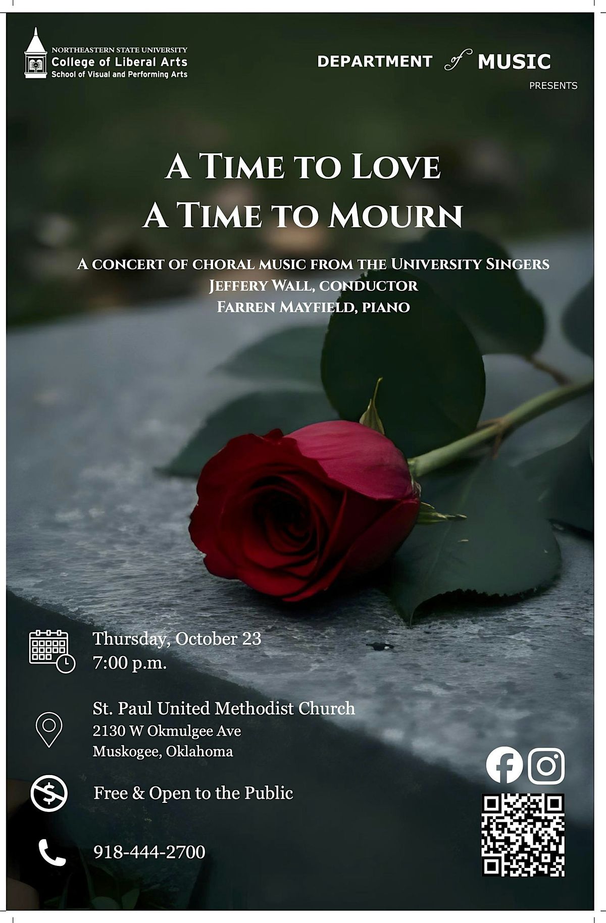 NSU University Singers: A Time to Love, A Time to Mourn, 23 October | Event in Muskogee | AllEvents
