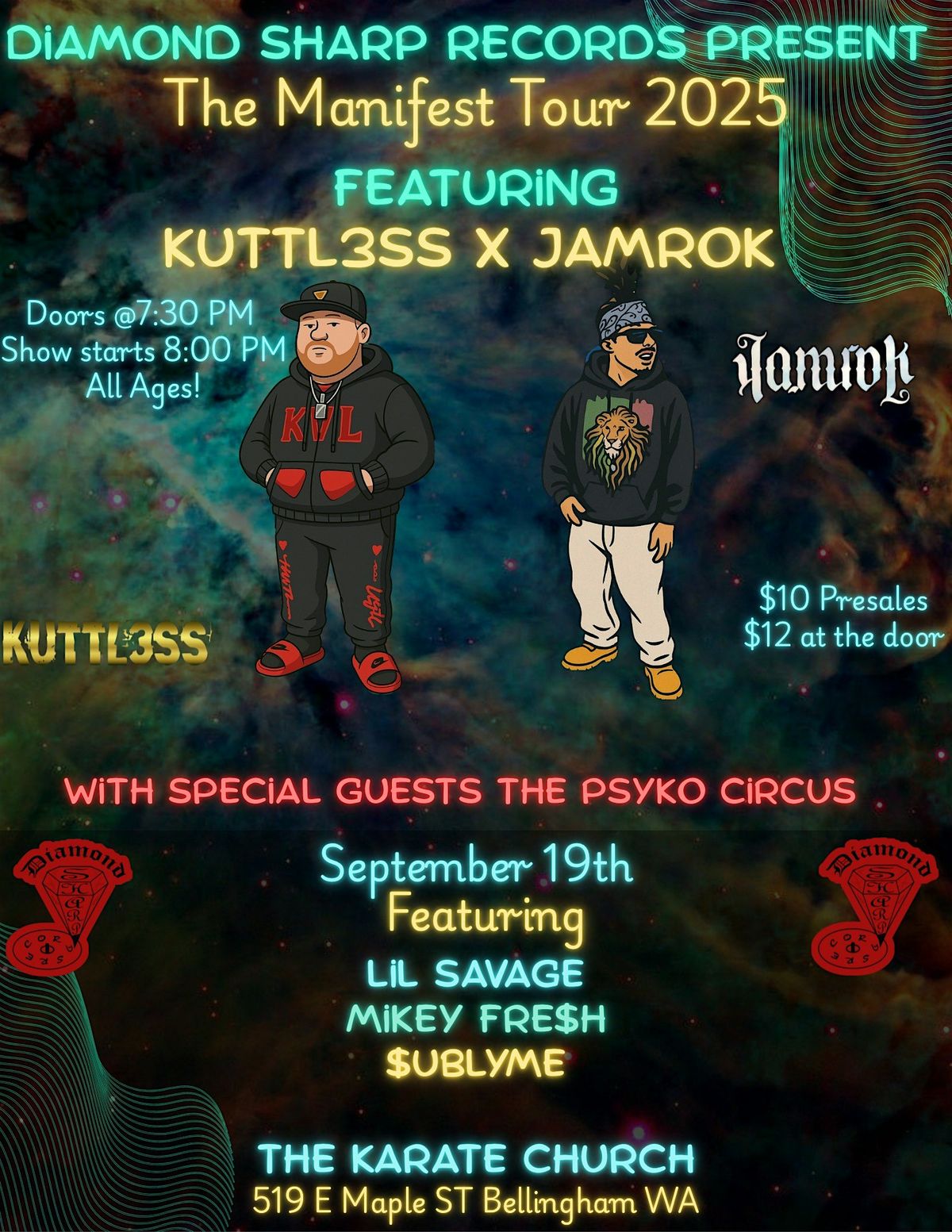 Diamond Sharp Records Present-The Manifest Tour Feat. Kuttl3ss & Jamrok, 19 September | Event in Bellingham