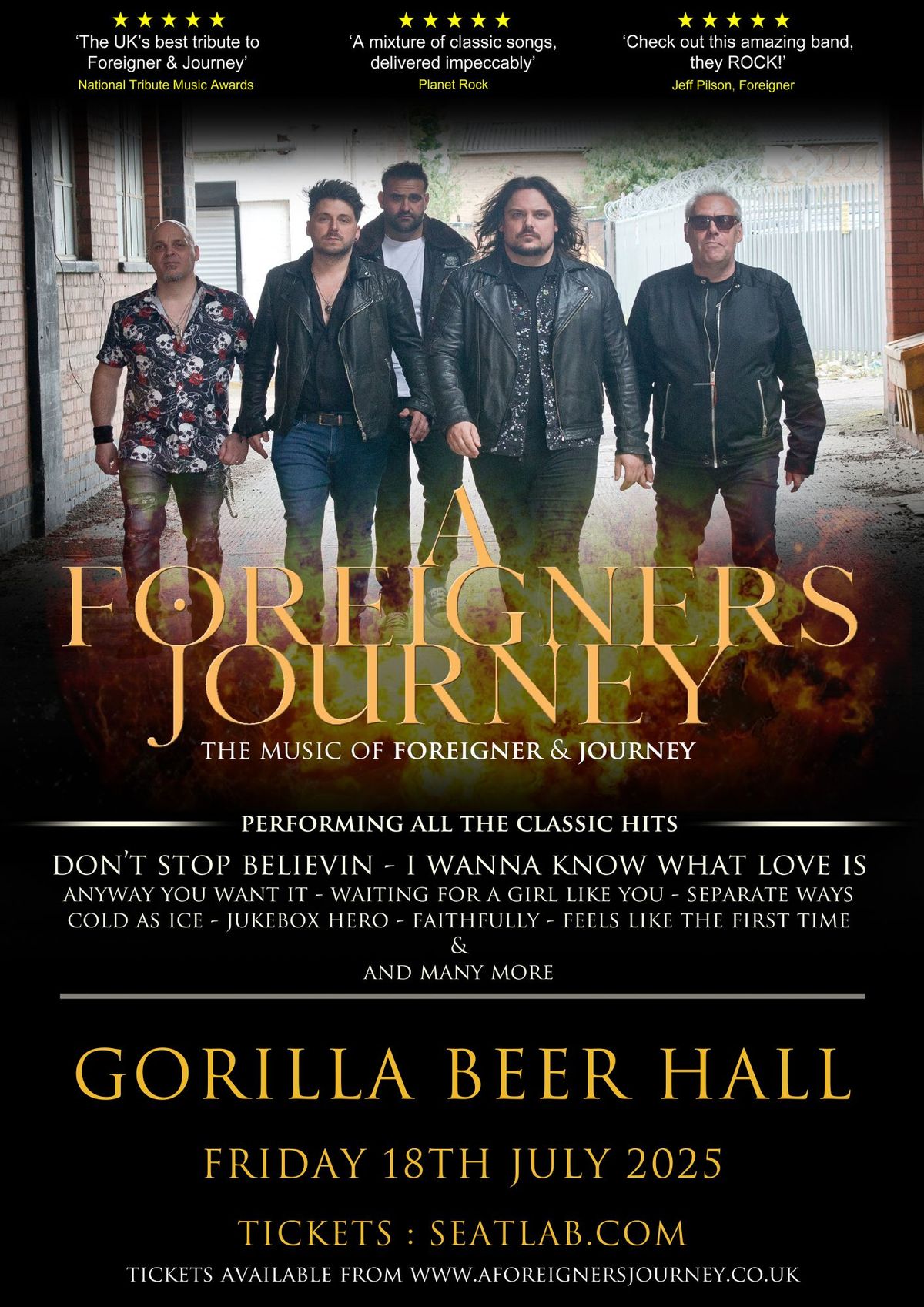 A Foreigners Journey - A Tribute to Foreigner &amp; Journey, 18 July | Event in Mexborough | AllEvents