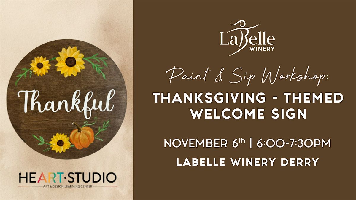 Paint & Sip Workshop: Thanksgiving Welcome Sign Painting, 6 November | Event in Derry | AllEvents
