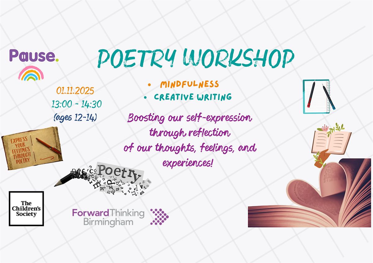 Pause Art Workshop - Poetry Workshop (12-14), 1 November | Event in Birmingham | AllEvents
