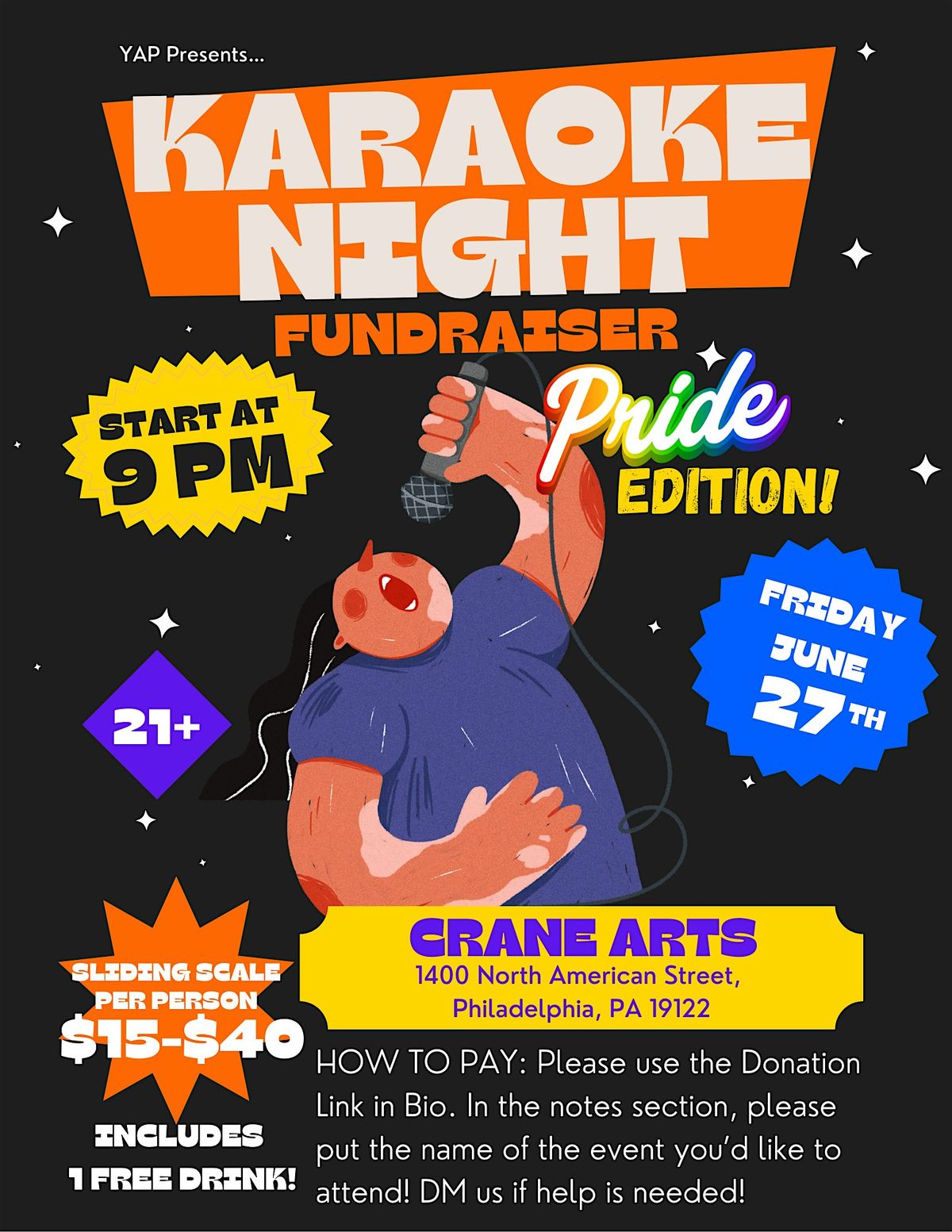 YAP Presents: Karaoke Night PRIDE EDITION FUNdraiser, 27 June | Event in Philadelphia | AllEvents