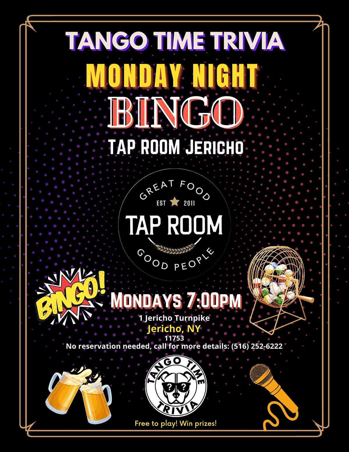 FREE Monday Bingo Show at Tap Room in Jericho! | Event in Jericho | AllEvents