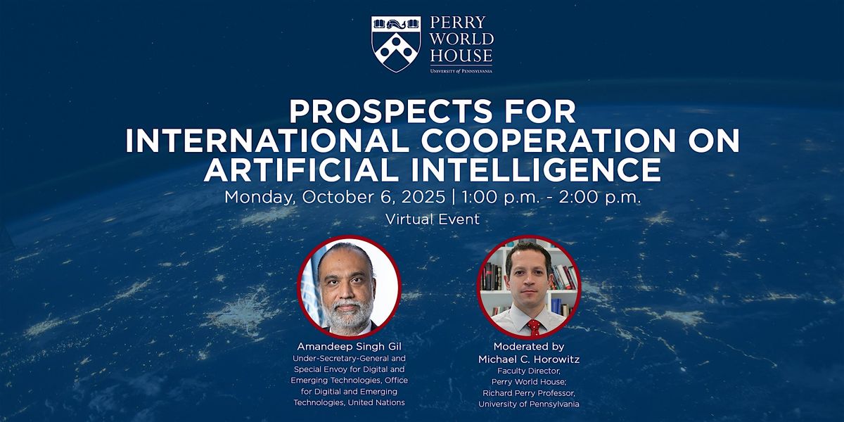 Prospects for International Cooperation on Artificial Intelligence, 6 October | Event in Philadelphia | AllEvents