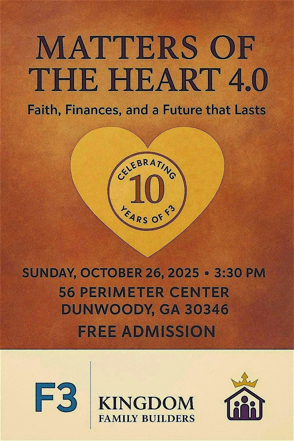 Matters of the Heart 4 —Faith, Finance and a future that lasts, 26 October | Event in Dunwoody | AllEvents