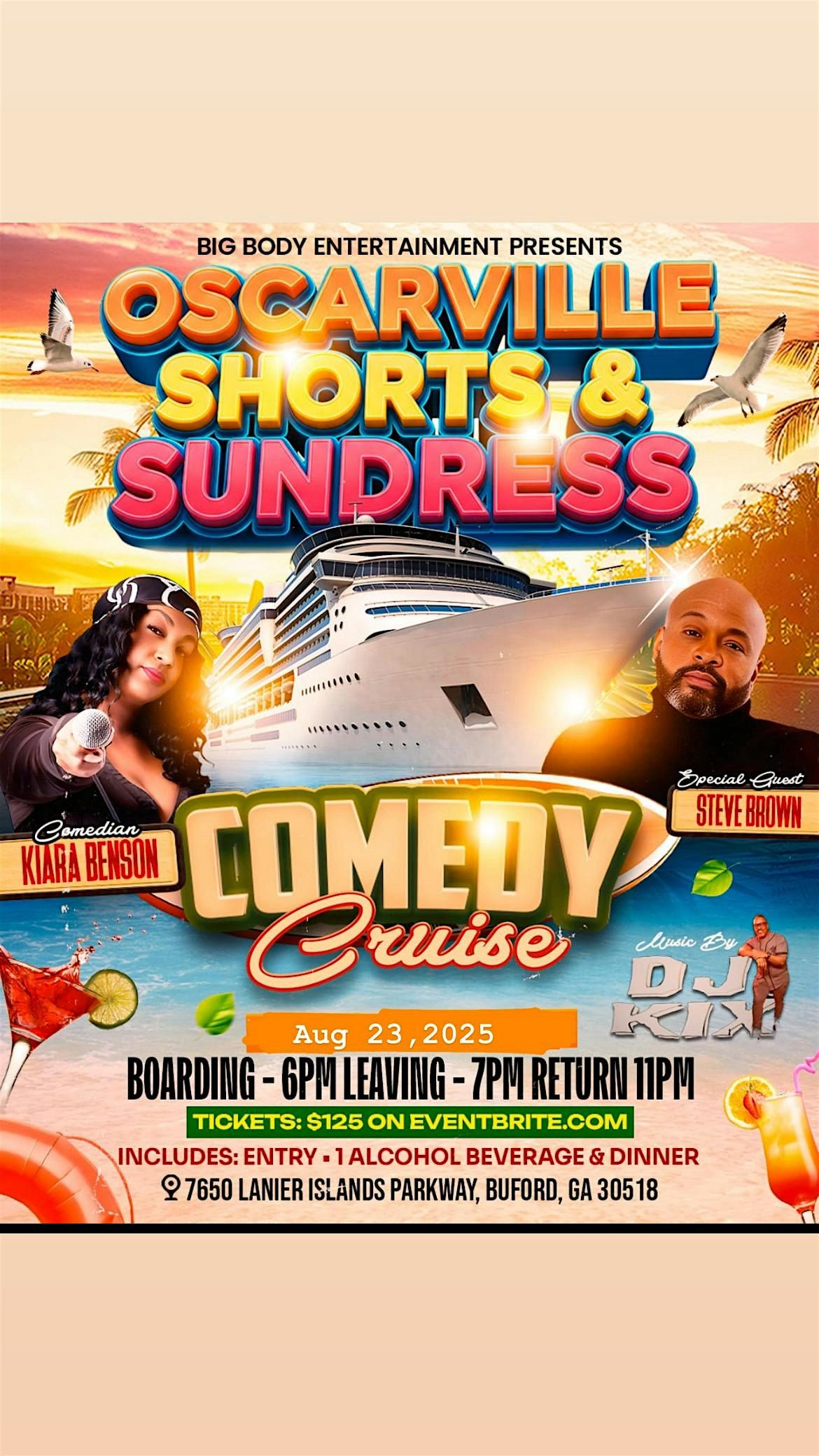 Big Body Entertainment Presents: Shorts and Sundress Comedy Cruise, 23 August | Event in Buford | AllEvents