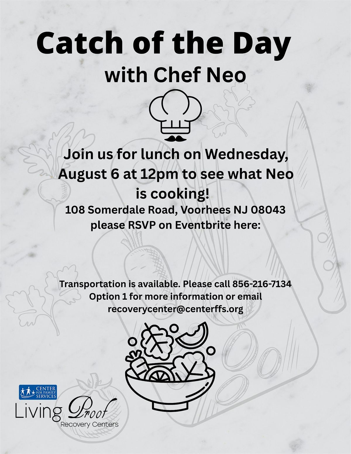 LPRC Voorhees-Catch of the Day with Chef Neo, 7 August | Event in Voorhees | AllEvents